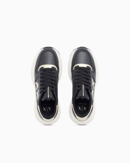 ARMANI EXCHANGE White Sneakers With Metallic Details And Rubber Sole