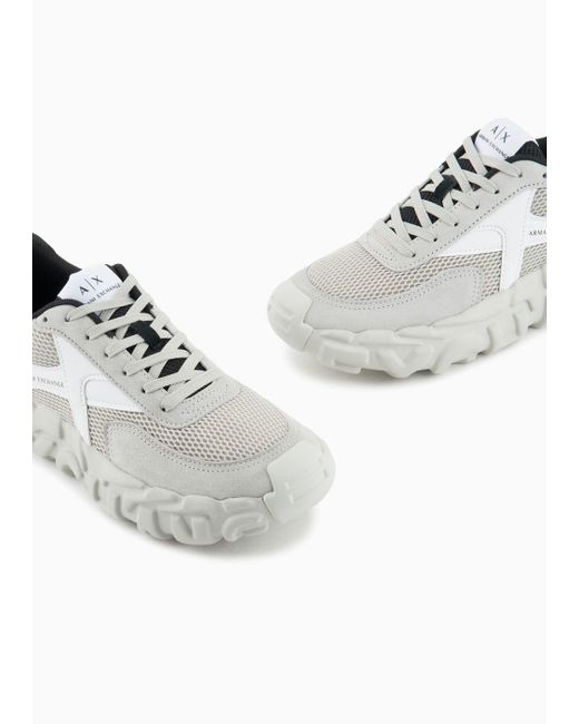 Sneakers Chunky In Pelle Con Mix Di Colori di Armani Exchange in White da Uomo
