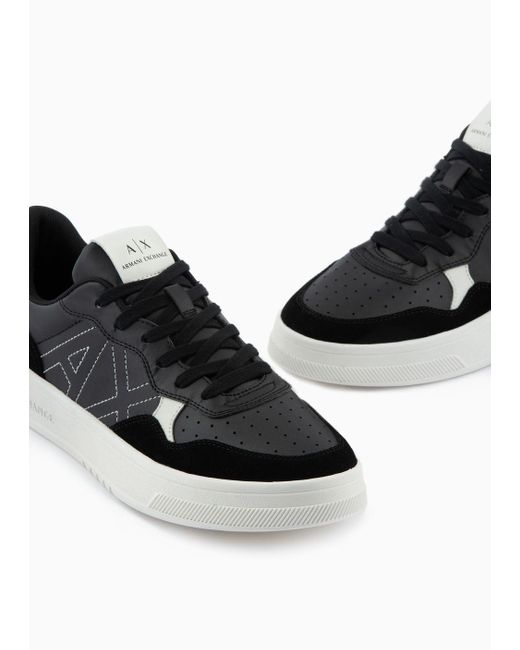 Sneakers In Tessuto Tecnico E Suede di Armani Exchange in Black da Uomo