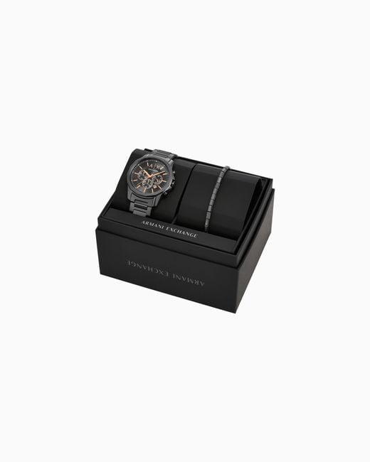 Set Regalo Con Orologio E Bracciale Cronografo di ARMANI EXCHANGE in White da Uomo