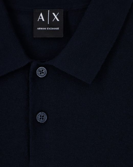 ARMANI EXCHANGE Blue Regular Fit Knit Polo for men