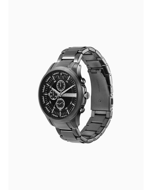 Armani Exchange Black Chronograph Gunmetal Stainless Steel Watch for men