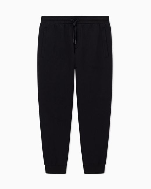 ARMANI EXCHANGE Black Bonded Stretch Cotton Joggers With Ribbed Cuffs Icon for men