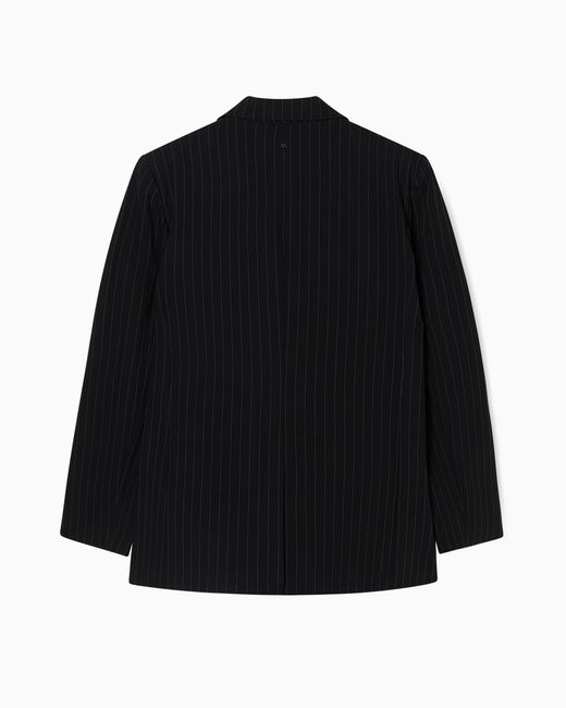 ARMANI EXCHANGE Black Pinstriped Fabric Jacket