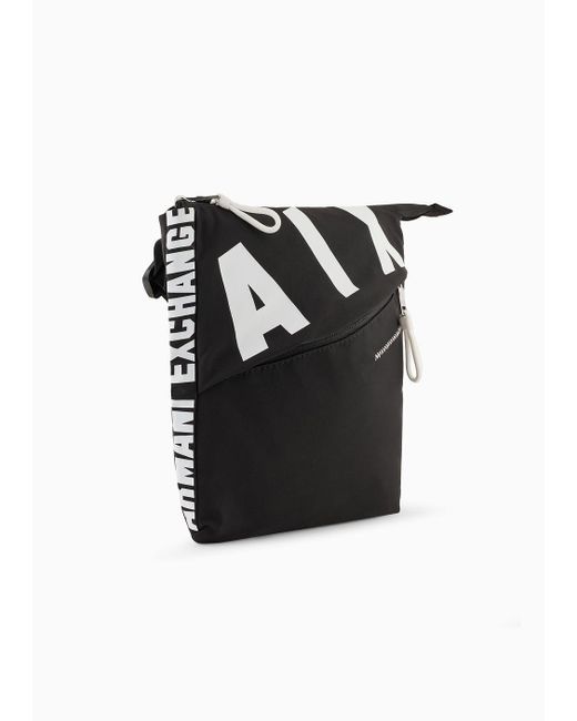 Armani Exchange Black Crossbody Bag With Maxi Logo for men