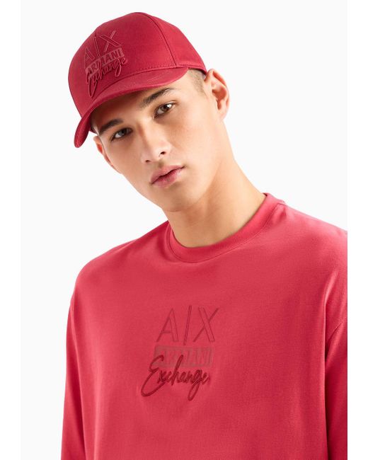 Armani Exchange Red Relaxed Fit T-shirt In Asv Organic Cotton for men