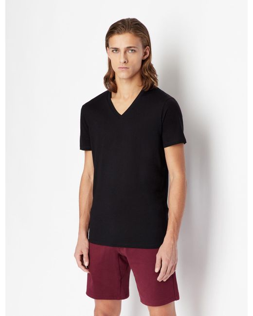 Armani Exchange Slim Fit Short Sleeve Pima Cotton T-shirt in Black