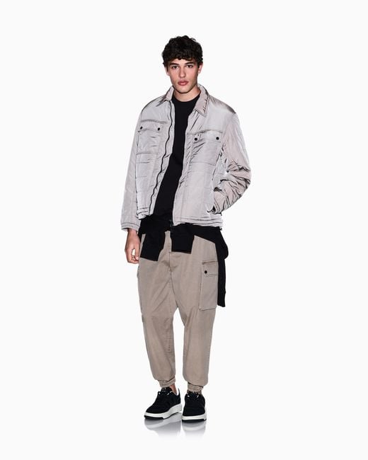 ARMANI EXCHANGE Gray Nylon Blouson With Matt Effect And Pockets for men