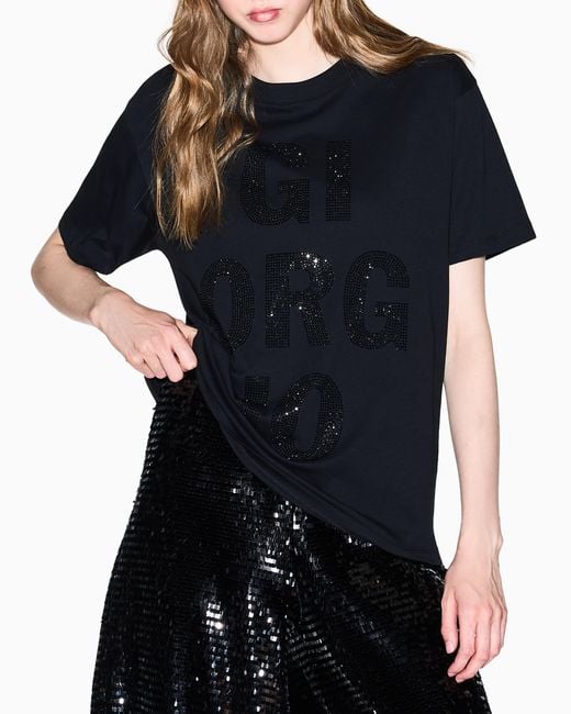 ARMANI EXCHANGE Black T-Shirt Mit Normaler Passform Und Logo
