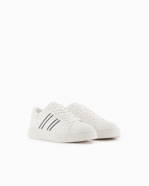 ARMANI EXCHANGE White Urban-Tech Sneakers With Webbing Details