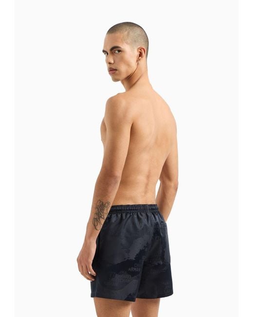 Armani Exchange Black Fabric Swim Shorts With Logo for men
