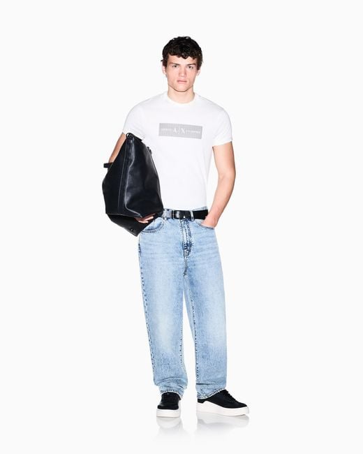 ARMANI EXCHANGE White Slim Fit Cotton T-Shirt for men