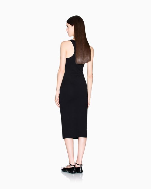 ARMANI EXCHANGE Black Fitted Sleeveless Midi Dress