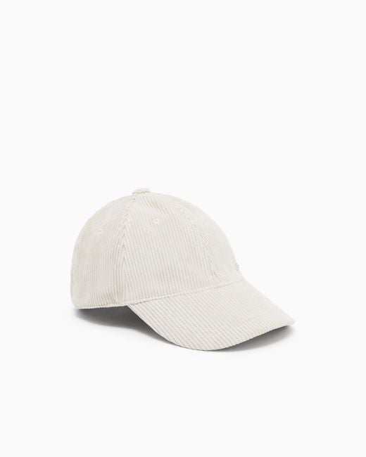 ARMANI EXCHANGE White Corduroy Peaked Hat