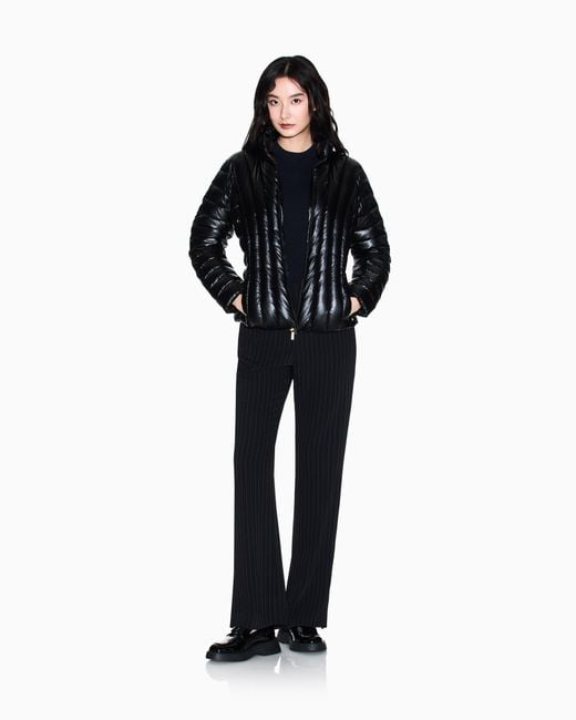 ARMANI EXCHANGE Black Recycled Foil Padded Jacket With Metallic Effect