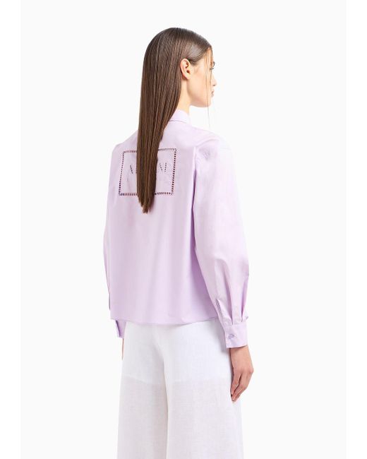 Camicia Slim Fit In Popeline Di Cotone di Armani Exchange in Pink