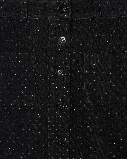ARMANI EXCHANGE Black Denim Mini Skirt With Rhinestone Appliques