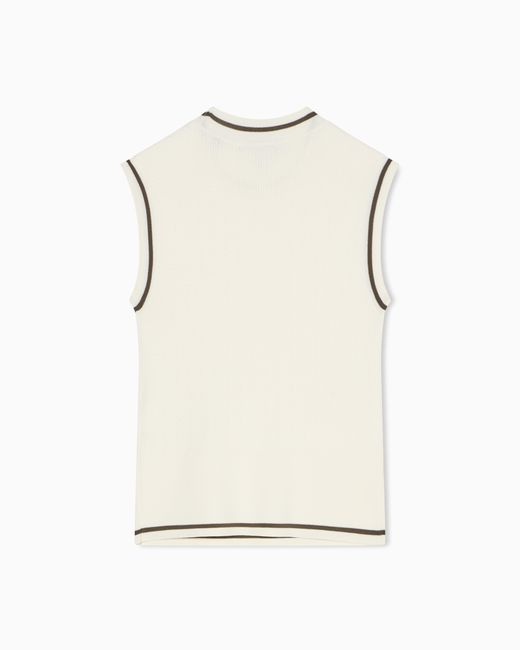 ARMANI EXCHANGE Natural Recycled Viscose V-Neck Top