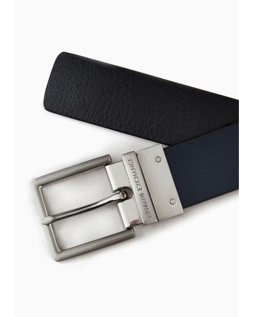 Armani Exchange White Double Faced Leather Belt for men