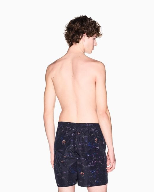 ARMANI EXCHANGE Blue All-Over Graphic Print Swimsuit for men