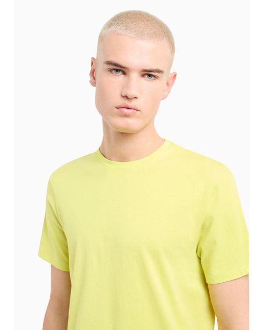 Armani Exchange Yellow Regular Fit T-shirt In Asv Organic Cotton With Contrasting Patches for men