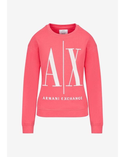 Armani Exchange Red Icon Logo Crew Neck Sweatshirt