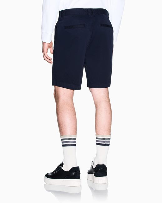 ARMANI EXCHANGE Blue Stretch Cotton Twill Bermuda Shorts for men
