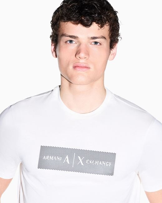 ARMANI EXCHANGE White Slim Fit Cotton T-Shirt for men
