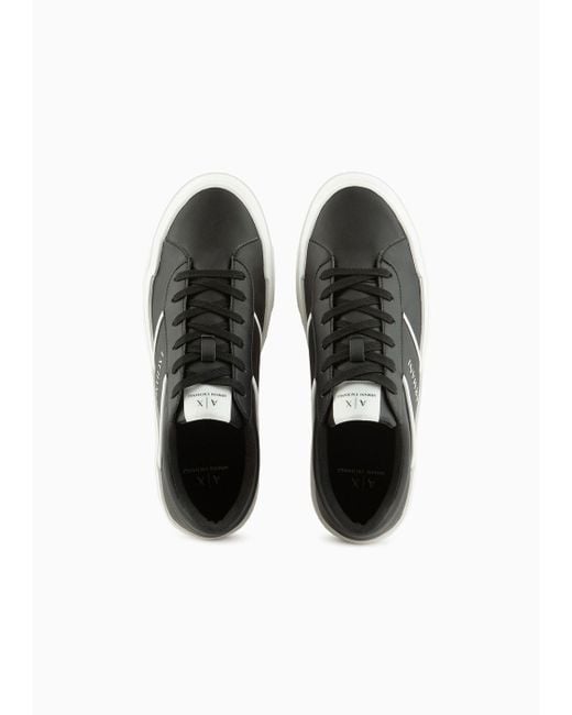 Armani Exchange Black Contrasting Logo Band Sneakers for men
