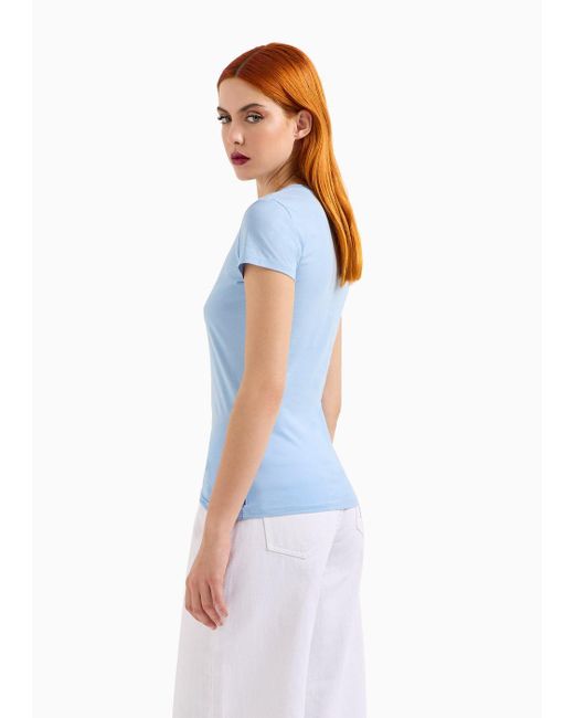 Armani Exchange Blue Slim Fit Short Sleeve Pima Cotton T-shirt