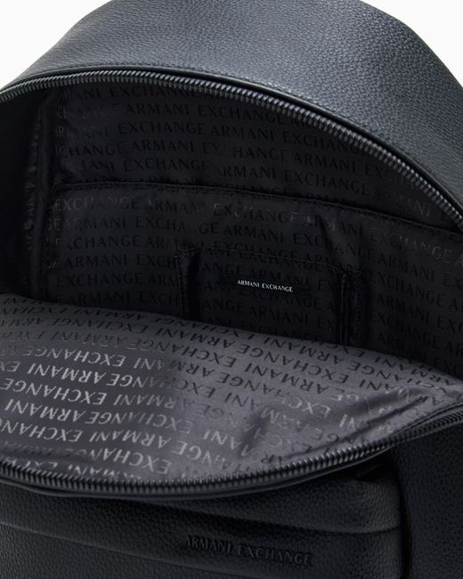 ARMANI EXCHANGE Blue Textured Backpack With Front Zip Pocket And Embossed Logo for men