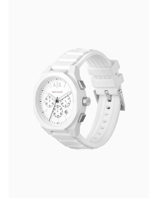 Armani Exchange Chronograph White Silicone Watch for men