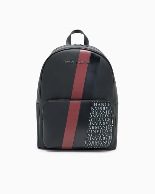 ARMANI EXCHANGE Blue Backpack With Monogram And Stripes for men