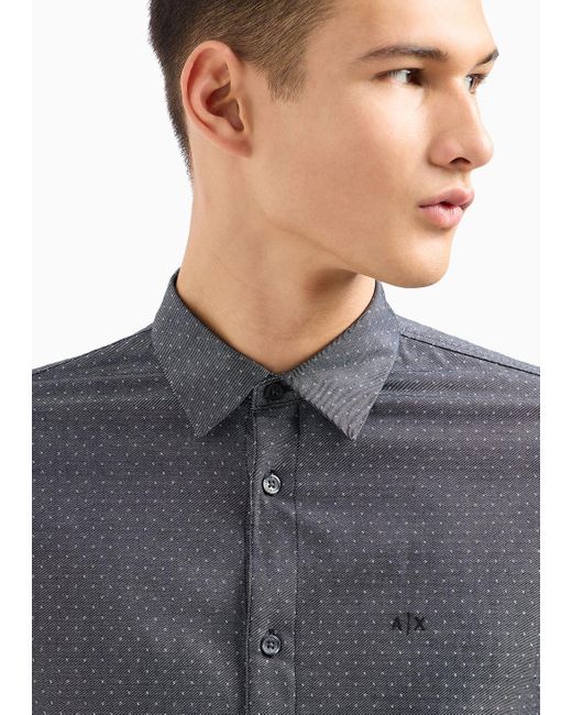 Armani Exchange Gray Regular Fit Shirt In Pure Cotton for men