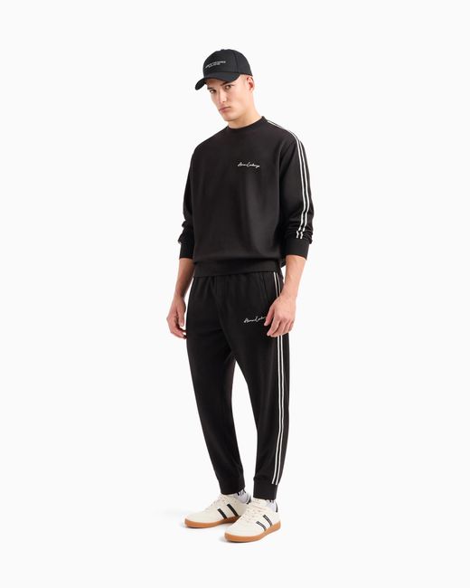 Felpa Girocollo Logo Signature di ARMANI EXCHANGE in Black da Uomo