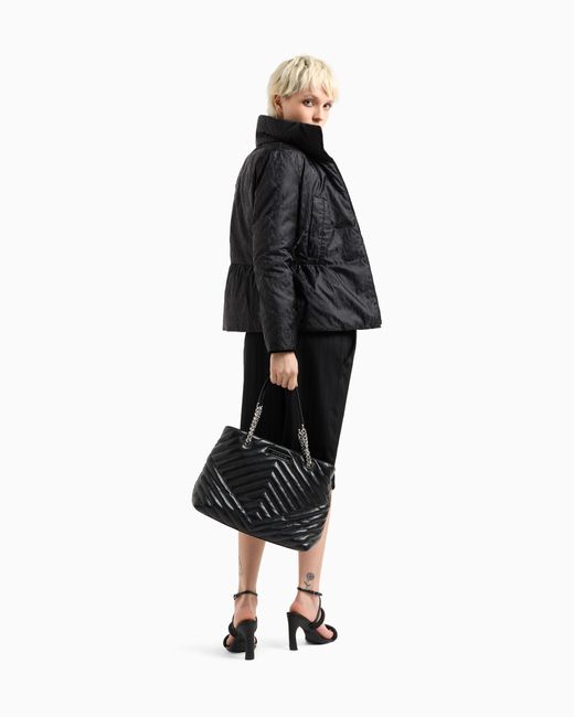 ARMANI EXCHANGE Black Quilted Shopper Bag With Chain Handles