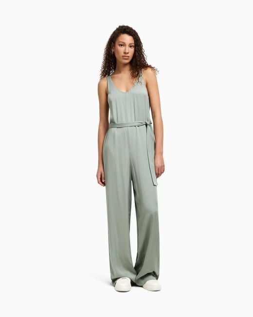 ARMANI EXCHANGE Green Fluid Viscose Jumpsuit