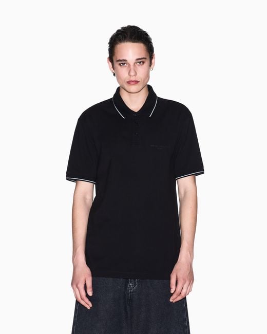Polo De Algodón Mercerizado De Corte Regular ARMANI EXCHANGE de hombre de color Black