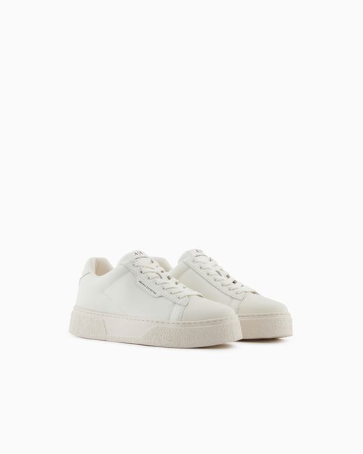 ARMANI EXCHANGE White Low-Top Sneakers for men