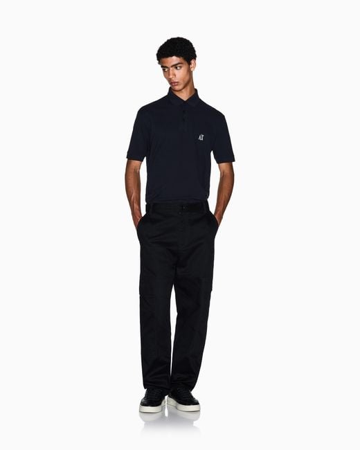 ARMANI EXCHANGE Blue Regular Fit Polo Shirt Icon for men