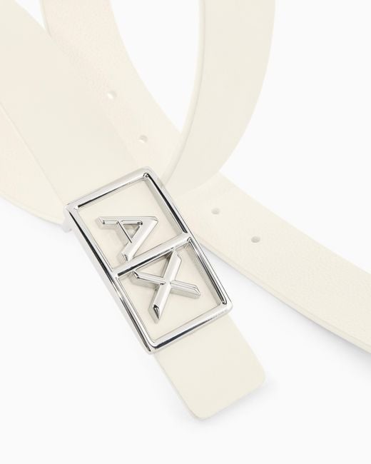 ARMANI EXCHANGE White Belt With Rectangular Buckle And Logo