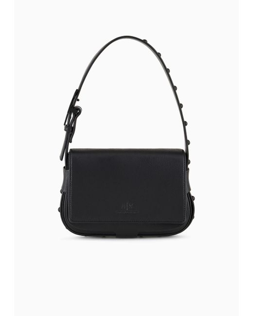 Armani Exchange Black Small Logo Charm Shoulder Bag