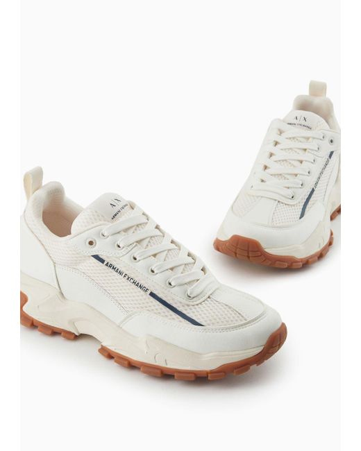 Armani Exchange White Chunky Sneakers With Oversized Sole for men