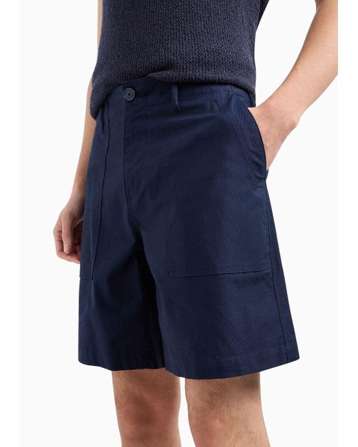 Armani Exchange Blue Chino Shorts In Stretch Cotton Gabardine for men