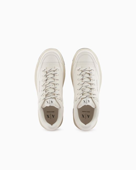 ARMANI EXCHANGE White Technical Fabric Sneakers for men
