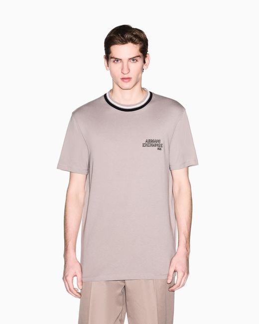 ARMANI EXCHANGE Pink Regular Fit T-Shirt With Contrasting Profile for men