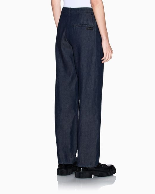 ARMANI EXCHANGE Blue Chambray Fabric Trousers