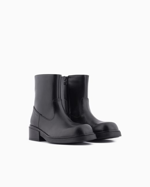 ARMANI EXCHANGE Blue Square-Toe Camperos Ankle Boots