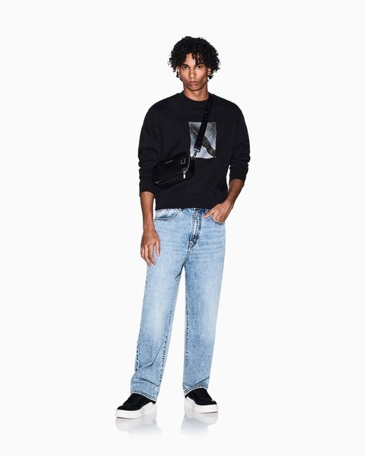 ARMANI EXCHANGE Black Cotton Sweatshirt for men