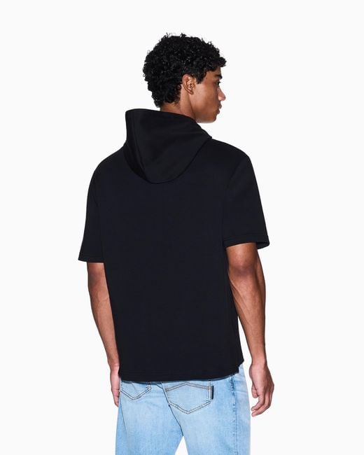 ARMANI EXCHANGE Black Short-Sleeved Sweatshirt With Logo for men